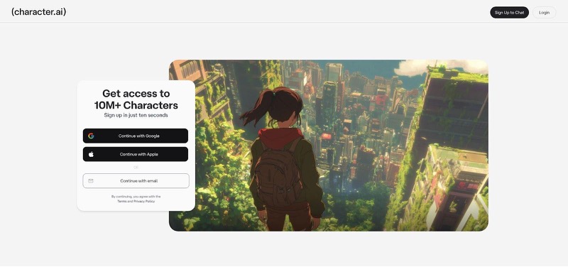 4. Character AI character chat gallery homepage screenshot