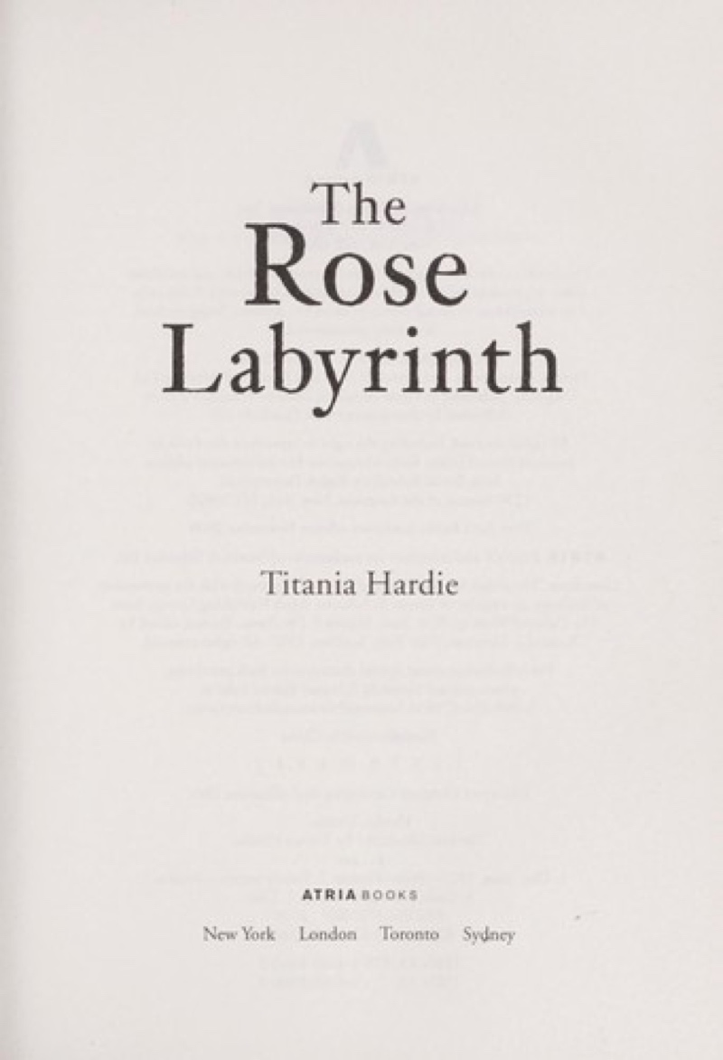 The Rose Labyrinth by Titania Hardie book cover